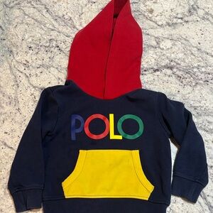 Polo by Ralph Lauren Kids Navy Hoodie with Red Hood & Yellow Pocket